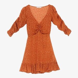 MES DEMOISELLES Francesca 100% Silk Mini Dress in Orange